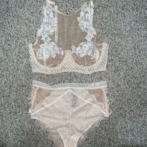 Victoria secret lingerie high neck bustier top and high waisted panties set